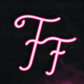Text reads FF in hot pink neon